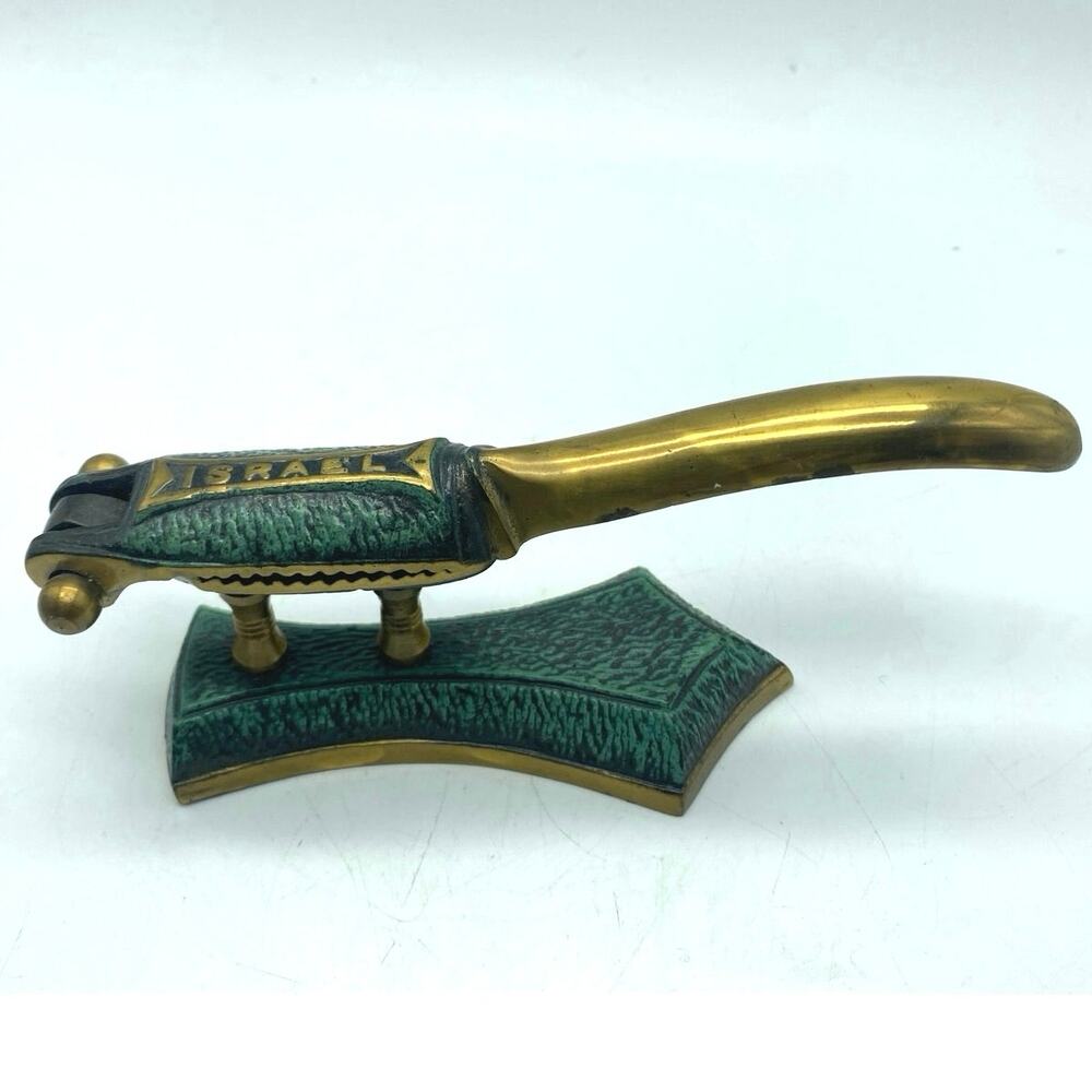 Vintage Ornate Sabra enameled Brass Jerusalem NutCracker‎ Made in Israel